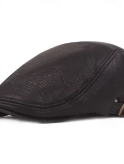 Men's Flat Cap Black Brown PU Fashion Streetwear Stylish 1920s Fashion Outdoor Daily Going out Plain Warm