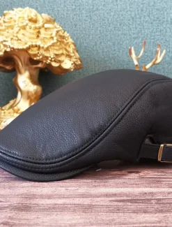 Men's Flat Cap Black Brown PU Fashion Streetwear Stylish 1920s Fashion Outdoor Daily Going out Plain Warm