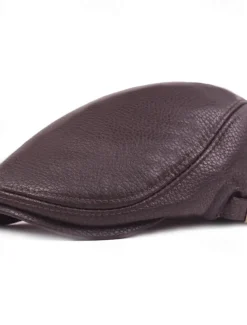 Men's Flat Cap Black Brown PU Fashion Streetwear Stylish 1920s Fashion Outdoor Daily Going out Plain Warm