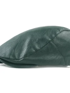 Men's Flat Cap Black Red Faux Leather Streetwear Stylish 1920s Fashion Outdoor Daily Going out Plain Warm