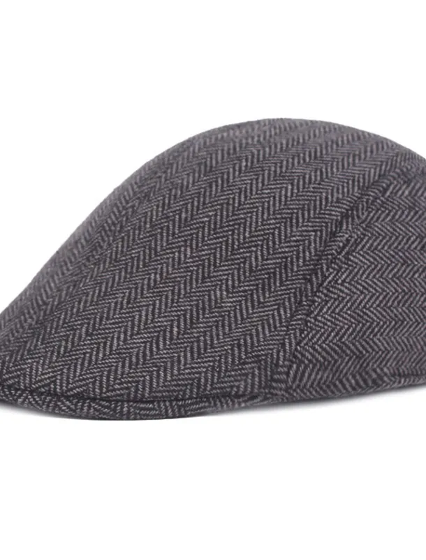 Men's Flat Cap Light Grey Dark Gray Cotton Streetwear Stylish 1920s Fashion Outdoor Daily Going out Graphic Prints Warm