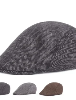 Men's Flat Cap Light Grey Dark Gray Cotton Streetwear Stylish 1920s Fashion Outdoor Daily Going out Graphic Prints Warm