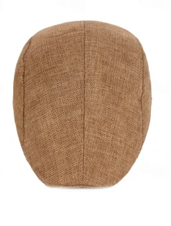 Men's Flat Cap Light Yellow Black Cotton and Linen Streetwear Stylish 1920s Fashion Outdoor Daily Going out Plain Warm