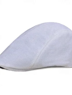 Men's Flat Cap Light Yellow Black Cotton and Linen Streetwear Stylish 1920s Fashion Outdoor Daily Going out Plain Warm