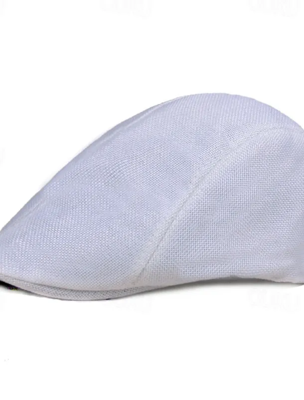 Men's Flat Cap Light Yellow Black Cotton and Linen Streetwear Stylish 1920s Fashion Outdoor Daily Going out Plain Warm