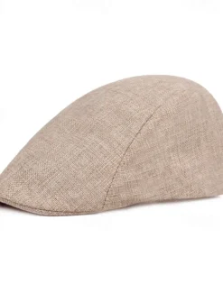 Men's Flat Cap Light Yellow Black Cotton and Linen Streetwear Stylish 1920s Fashion Outdoor Daily Going out Plain Warm