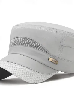 Men's Flat Cap Sun Hat Trucker Hat Navy Blue Blue Polyester Fashion Casual Street Daily Plain Adjustable Sunscreen Breathable