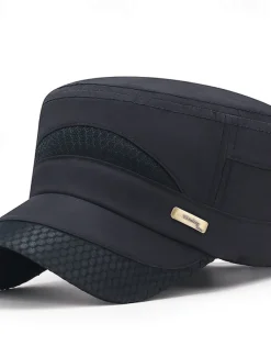 Men's Flat Cap Sun Hat Trucker Hat Navy Blue Blue Polyester Fashion Casual Street Daily Plain Adjustable Sunscreen Breathable