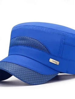 Men's Flat Cap Sun Hat Trucker Hat Navy Blue Blue Polyester Fashion Casual Street Daily Plain Adjustable Sunscreen Breathable