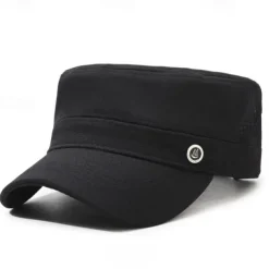 Men's Flat Cap Sun Hat Trucker Hat Black Navy Blue Polyester Fashion Casual Street Daily Plain Adjustable Sunscreen Breathable