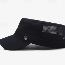 Men's Flat Cap Sun Hat Trucker Hat Black Navy Blue Polyester Fashion Casual Street Daily Plain Adjustable Sunscreen Breathable