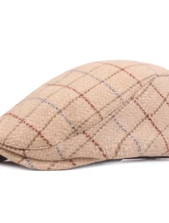 Men's Flat Cap Tweed Cap Brown Beige Cotton Streetwear Stylish 1920s Fashion Outdoor Daily Going out Stripe Warm