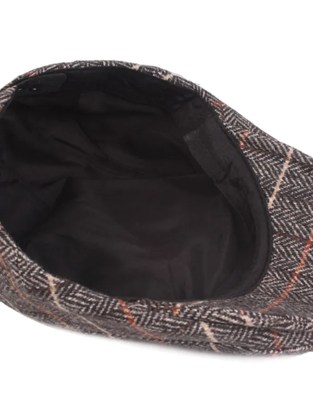 Men's Flat Cap Tweed Cap Brown Beige Cotton Streetwear Stylish 1920s Fashion Outdoor Daily Going out Stripe Warm