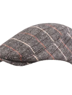 Men's Flat Cap Tweed Cap Brown Beige Cotton Streetwear Stylish 1920s Fashion Outdoor Daily Going out Stripe Warm