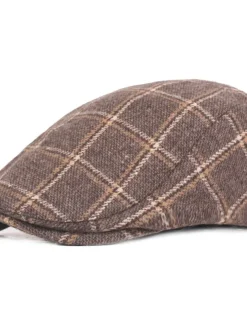 Men's Flat Cap Tweed Cap Red Blue Woolen Print Streetwear Stylish 1920s Fashion Outdoor Daily Going out Lattice Warm