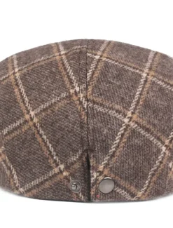 Men's Flat Cap Tweed Cap Red Blue Woolen Print Streetwear Stylish 1920s Fashion Outdoor Daily Going out Lattice Warm