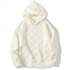 Men's Fleece Hoodie Sherpa Fleece Hoodie Black White Gray Hooded Plain Pocket Sports & Outdoor Daily Holiday Polyester Streetwear Cool Casual Winter Spring & Fall Clothing Apparel Hoodies