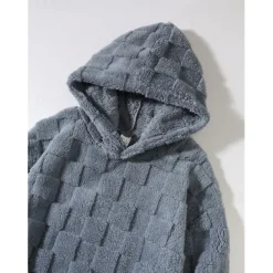 Men's Fleece Hoodie Sherpa Fleece Hoodie Black White Gray Hooded Plain Pocket Sports & Outdoor Daily Holiday Polyester Streetwear Cool Casual Winter Spring & Fall Clothing Apparel Hoodies