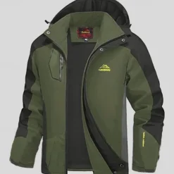 Men's Fleece Jacket Rain Jacket Raincoat Outdoor Waterproof Windproof Hiking Outfits Hiking Clothes Winter Autumn / Fall Windbreaker Patchwork Black Army Green Red