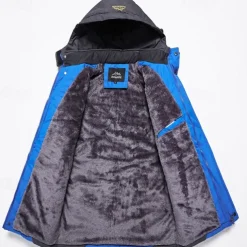 Men's Fleece Jacket Rain Jacket Raincoat Outdoor Waterproof Windproof Hiking Outfits Hiking Clothes Winter Autumn / Fall Windbreaker Patchwork Black Army Green Red