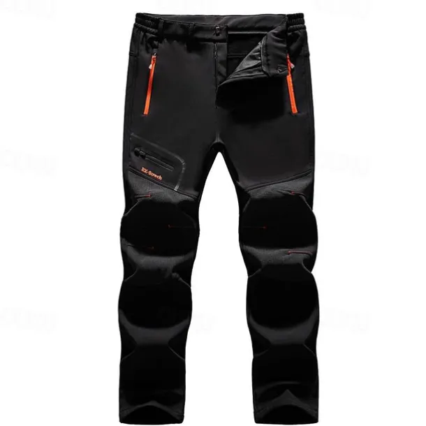 Men's Fleece Lined Pants Waterproof Hiking Pants Trousers Softshell Pants Winter Outdoor Thermal Warm Windproof Breathable Elastic Waist Fleece Bottoms Army Navy Grey Black Hunting Fishing Skiing