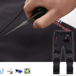 Men's Fleece Lined Pants Waterproof Hiking Pants Trousers Softshell Pants Winter Outdoor Thermal Warm Windproof Breathable Elastic Waist Fleece Bottoms Army Navy Grey Black Hunting Fishing Skiing