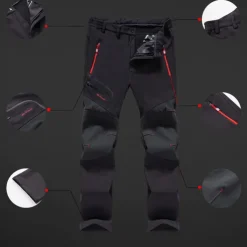 Men's Fleece Lined Pants Waterproof Hiking Pants Trousers Softshell Pants Winter Outdoor Thermal Warm Windproof Breathable Elastic Waist Fleece Bottoms Army Navy Grey Black Hunting Fishing Skiing