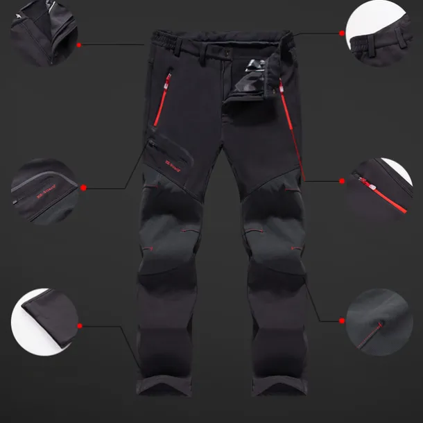 Men's Fleece Lined Pants Waterproof Hiking Pants Trousers Softshell Pants Winter Outdoor Thermal Warm Windproof Breathable Elastic Waist Fleece Bottoms Army Navy Grey Black Hunting Fishing Skiing