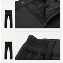 Men's Fleece Lined Pants Waterproof Hiking Pants Trousers Softshell Pants Winter Outdoor Thermal Warm Windproof Breathable Elastic Waist Fleece Bottoms Army Navy Grey Black Hunting Fishing Skiing