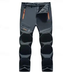 Men's Fleece Lined Pants Waterproof Hiking Pants Trousers Softshell Pants Winter Outdoor Thermal Warm Windproof Breathable Elastic Waist Fleece Bottoms Army Navy Grey Black Hunting Fishing Skiing