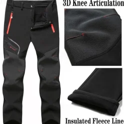Men's Fleece Lined Pants Waterproof Hiking Pants Trousers Softshell Pants Winter Outdoor Thermal Warm Windproof Breathable Elastic Waist Fleece Bottoms Army Navy Grey Black Hunting Fishing Skiing