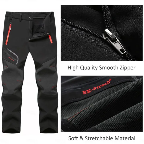 Men's Fleece Lined Pants Waterproof Hiking Pants Trousers Softshell Pants Winter Outdoor Thermal Warm Windproof Breathable Elastic Waist Fleece Bottoms Army Navy Grey Black Hunting Fishing Skiing