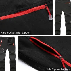 Men's Fleece Lined Pants Waterproof Hiking Pants Trousers Softshell Pants Winter Outdoor Thermal Warm Windproof Breathable Elastic Waist Fleece Bottoms Army Navy Grey Black Hunting Fishing Skiing