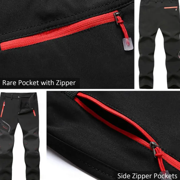 Men's Fleece Lined Pants Waterproof Hiking Pants Trousers Softshell Pants Winter Outdoor Thermal Warm Windproof Breathable Elastic Waist Fleece Bottoms Army Navy Grey Black Hunting Fishing Skiing