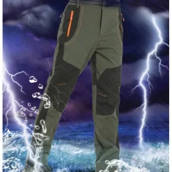 Men's Fleece Lined Pants Waterproof Hiking Pants Trousers Softshell Pants Winter Outdoor Thermal Warm Windproof Fleece Lining Pants / Trousers Bottoms Army Green Gray Black Hunting Fishing Climbing