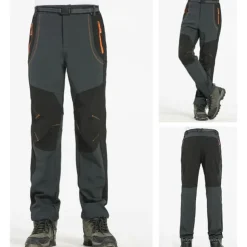 Men's Fleece Lined Pants Waterproof Hiking Pants Trousers Softshell Pants Winter Outdoor Thermal Warm Windproof Fleece Lining Pants / Trousers Bottoms Army Green Gray Black Hunting Fishing Climbing