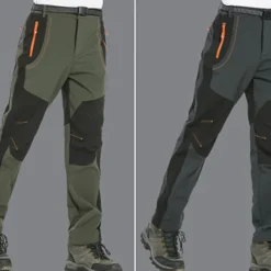 Men's Fleece Lined Pants Waterproof Hiking Pants Trousers Softshell Pants Winter Outdoor Thermal Warm Windproof Fleece Lining Pants / Trousers Bottoms Army Green Gray Black Hunting Fishing Climbing