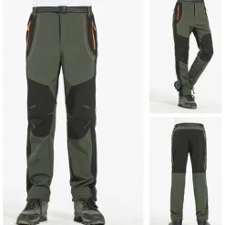 Men's Fleece Lined Pants Waterproof Hiking Pants Trousers Softshell Pants Winter Outdoor Thermal Warm Windproof Fleece Lining Pants / Trousers Bottoms Army Green Gray Black Hunting Fishing Climbing