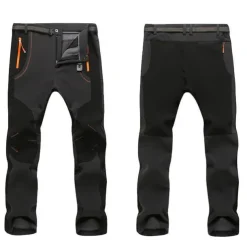 Men's Fleece Lined Pants Waterproof Hiking Pants Trousers Softshell Pants Winter Outdoor Thermal Warm Windproof Fleece Lining Pants / Trousers Bottoms Army Green Gray Black Hunting Fishing Climbing