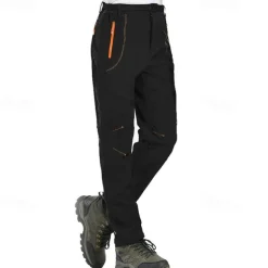 Men's Fleece Lined Pants Waterproof Hiking Pants Trousers Softshell Pants Winter Outdoor Thermal Warm Windproof Fleece Lining Pants / Trousers Bottoms Army Green Gray Black Hunting Fishing Climbing