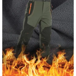 Men's Fleece Lined Pants Waterproof Hiking Pants Trousers Softshell Pants Winter Outdoor Thermal Warm Windproof Fleece Lining Pants / Trousers Bottoms Army Green Gray Black Hunting Fishing Climbing