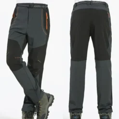 Men's Fleece Lined Pants Waterproof Hiking Pants Trousers Softshell Pants Winter Outdoor Thermal Warm Windproof Fleece Lining Pants / Trousers Bottoms Army Green Gray Black Hunting Fishing Climbing