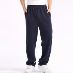 Men's Fleece Pants Sweatpants Joggers Trousers Straight Leg Sweatpants Elastic Waist Straight Leg Solid Color Plain Breathable Comfortable Full Length Sports Outdoor Daily Wear Casual / Sporty