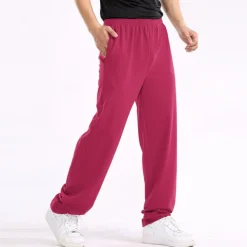 Men's Fleece Pants Sweatpants Joggers Trousers Straight Leg Sweatpants Elastic Waist Straight Leg Solid Color Plain Breathable Comfortable Full Length Sports Outdoor Daily Wear Casual / Sporty