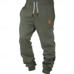 Men's Fleece Pants Sweatpants Joggers Trousers Drawstring Plain Comfort Breathable Outdoor Daily Going out Fashion Casual Black Green