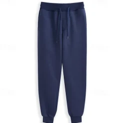 Men's Fleece Pants Sweatpants Joggers Workout Pants Track Pants Pocket Elastic Waist Solid Color Lightweight Casual Daily Trousers Athletic Blackine White