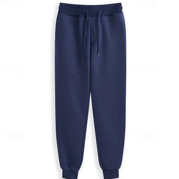 Men's Fleece Pants Sweatpants Joggers Workout Pants Track Pants Pocket Elastic Waist Solid Color Lightweight Casual Daily Trousers Athletic Blackine White