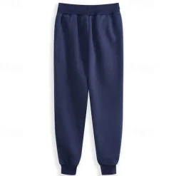 Men's Fleece Pants Sweatpants Joggers Workout Pants Track Pants Pocket Elastic Waist Solid Color Lightweight Casual Daily Trousers Athletic Blackine White