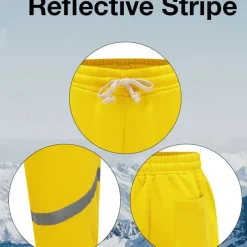 Men's Fleece Pants Sweatpants Joggers Trousers Casual Pants Drawstring Elastic Waist Reflective Strip Plain Comfort Warm Full Length Sports Outdoor Daily Nightclub Fashion Streetwear Black Yellow
