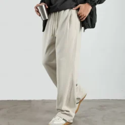 Men's Fleece-lined Athletic Pants Active Pants Active Joggers Full Length Outdoor Vacation Home Sports Fashion Navy Blue Beige Micro-elastic